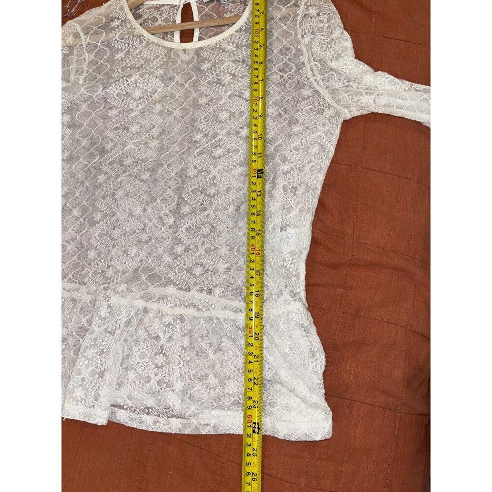 Ro&de Womens Lace Peplum Top White Size XS - Picture 7 of 9